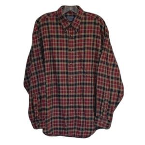 Pendleton Men’s Muted Cowboy Plaid Preppy Cotton Cranberry Shirt Size L
